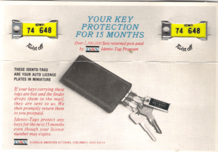 1972 Plastic Insert On Mailer