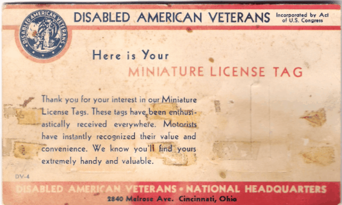 1944 Dealer Tags With Mailer